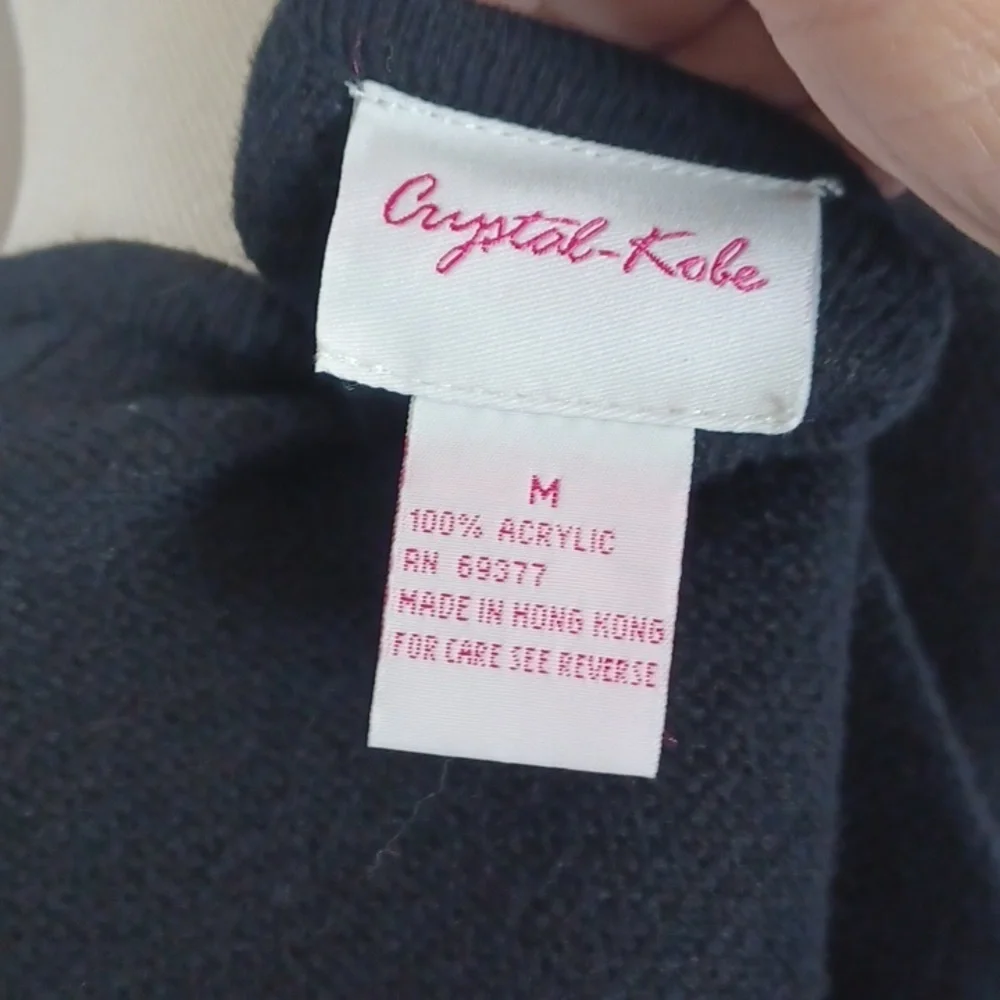 Vintage Crystal Kobe Sz M Fall Sweater Vest Black Acorn Leaves Embroidered - Picture 4 of 6